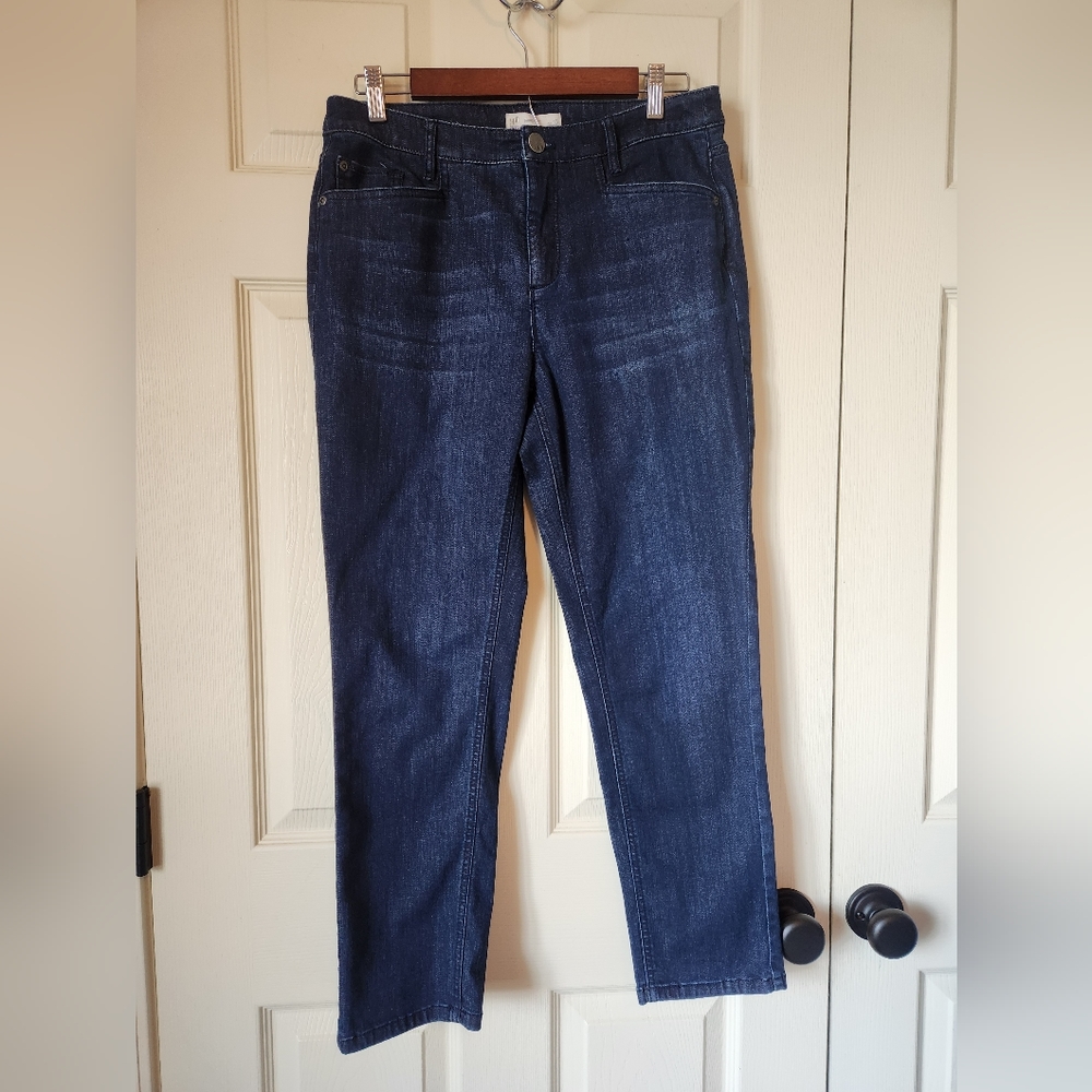 J. Jill Women's Size 10 Smooth Fit Slim Ankle Blue Denim Jeans Stretch